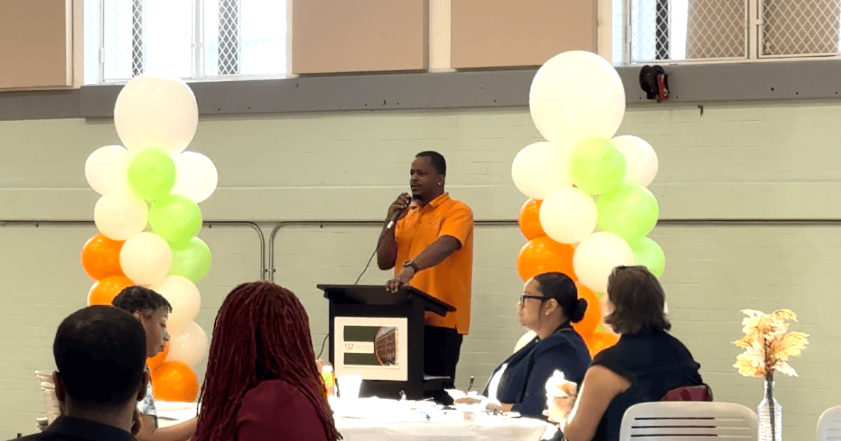 Claretian Associates Program Manager James Sims shares his story during the advocacy breakfast.